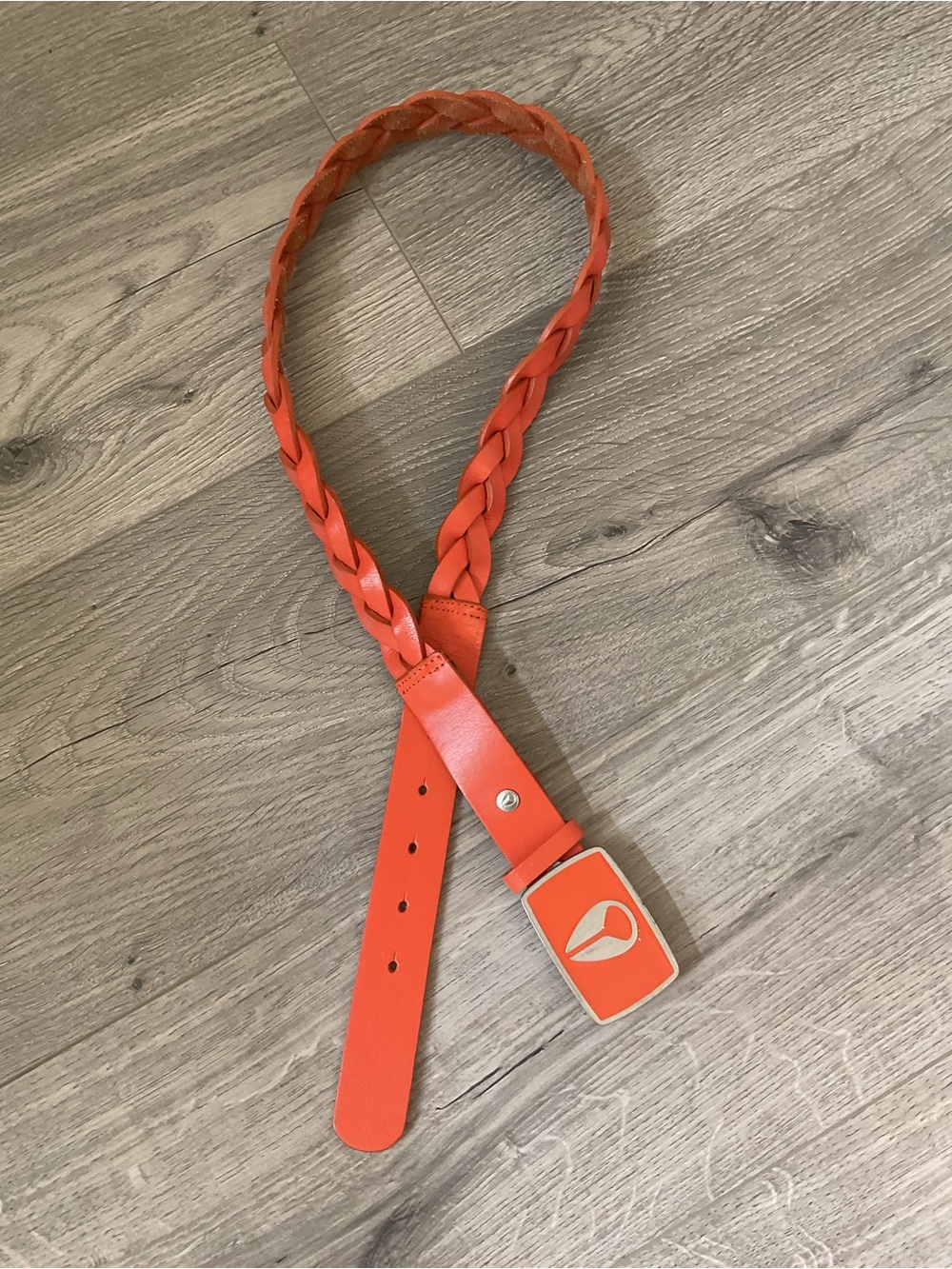 **NIXON** Braided Orange Leather Women’s Belt with Branded Accent Buckle